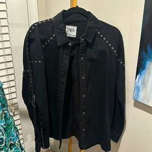 NWOT ZARA Black jeans, silver studded slim jacket